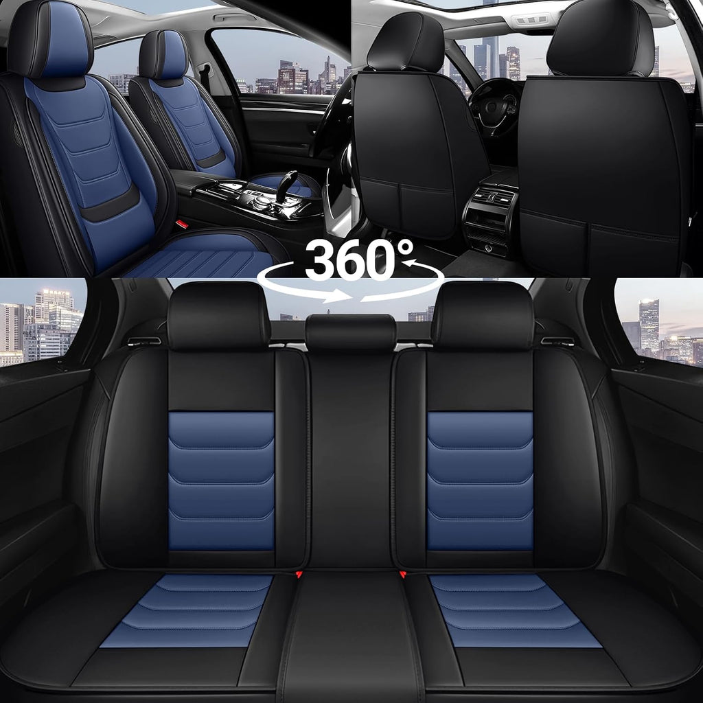 DHAEY Car Seat Covers for Buick Encore GX 2020-2026, Family Seat Covers, Nappa Leather, Wear-Resistant, Anti-Slip, Waterproof, 5PCS Full Set, Black Blue