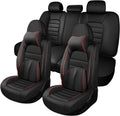 Car Seat Cover Fit for Jeep Wrangler 2000-2025,Compatible Airbag Non-Slip Waterproof Seat Cover,Car Seat Protector Premium Interior (Luxury 5 Seats,Black Red)