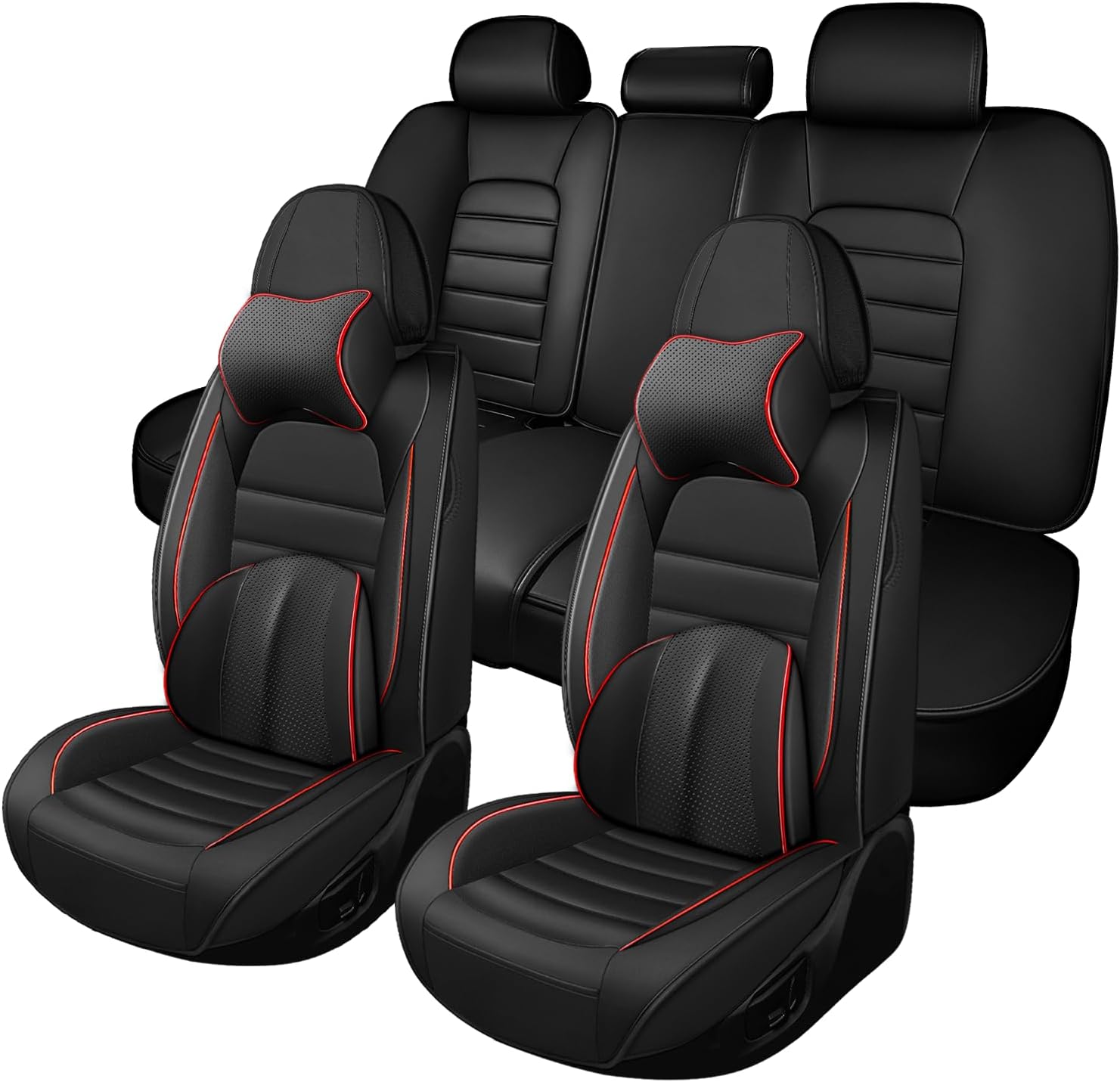 Car Seat Cover Fit for Jeep Wrangler 2000-2025,Compatible Airbag Non-Slip Waterproof Seat Cover,Car Seat Protector Premium Interior (Luxury 5 Seats,Black Red)