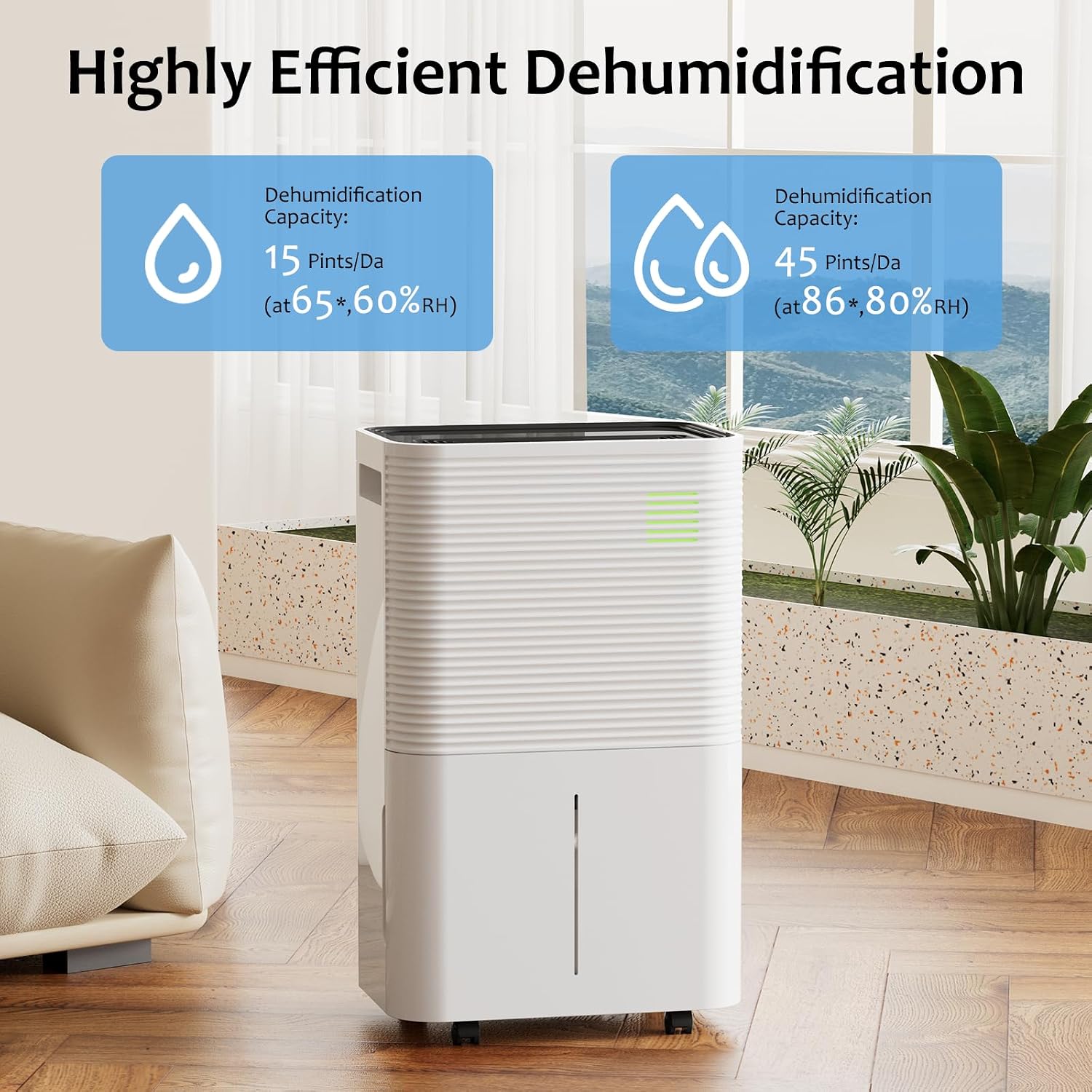 ZAFRO 45 Pints Dehumidifier for Home, 135 OZ Water Tank, Portable Dehumidifier with Auto Shut Off, Quiet Dehumidifier for Bedroom Basement Bathroom