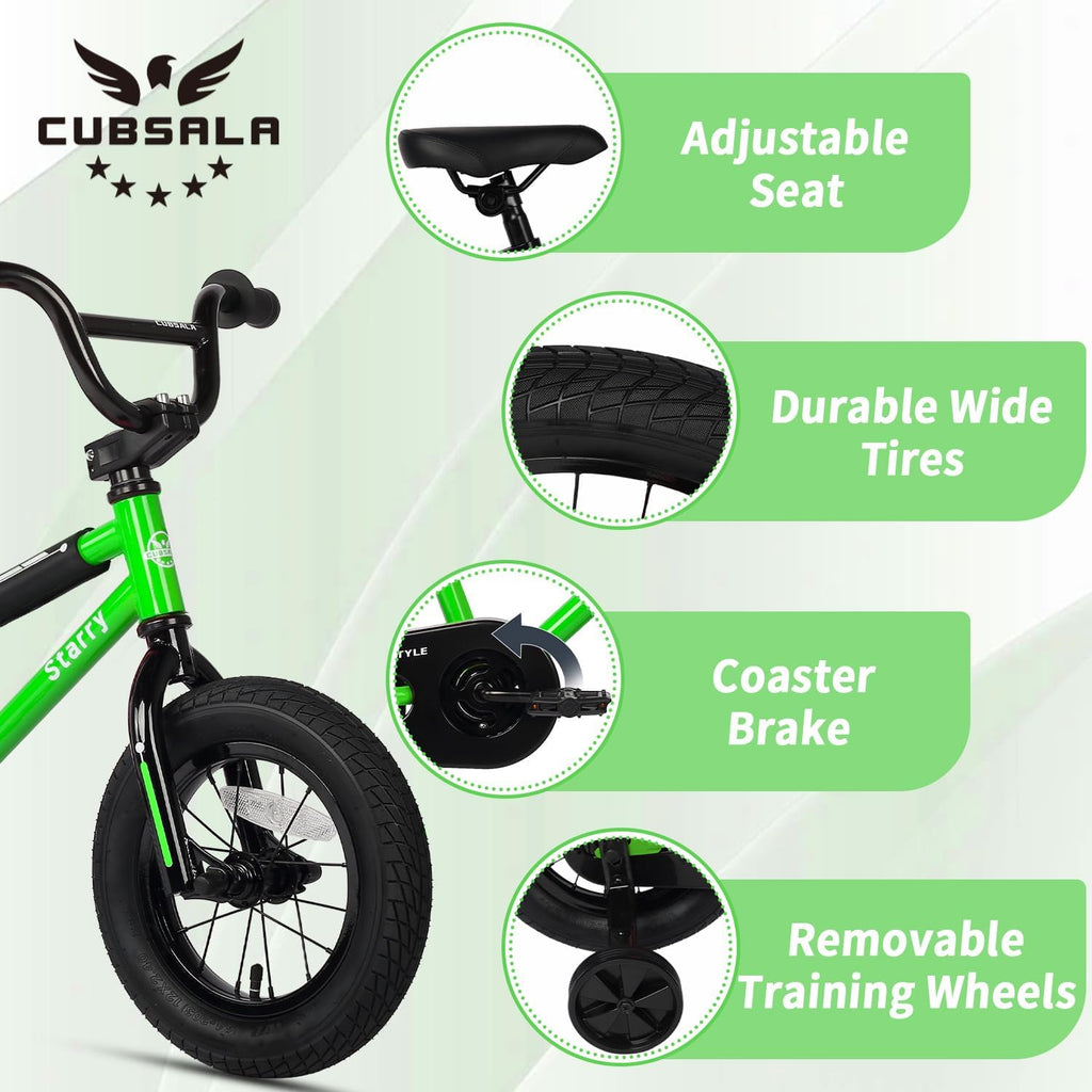 cubsala 12 14 16 18 Inch Kids Bike BMX Style Bicycle with Training Wheels Coaster Brake for 2-10 Years Old Toddlers Boys Girls Multiple Colors