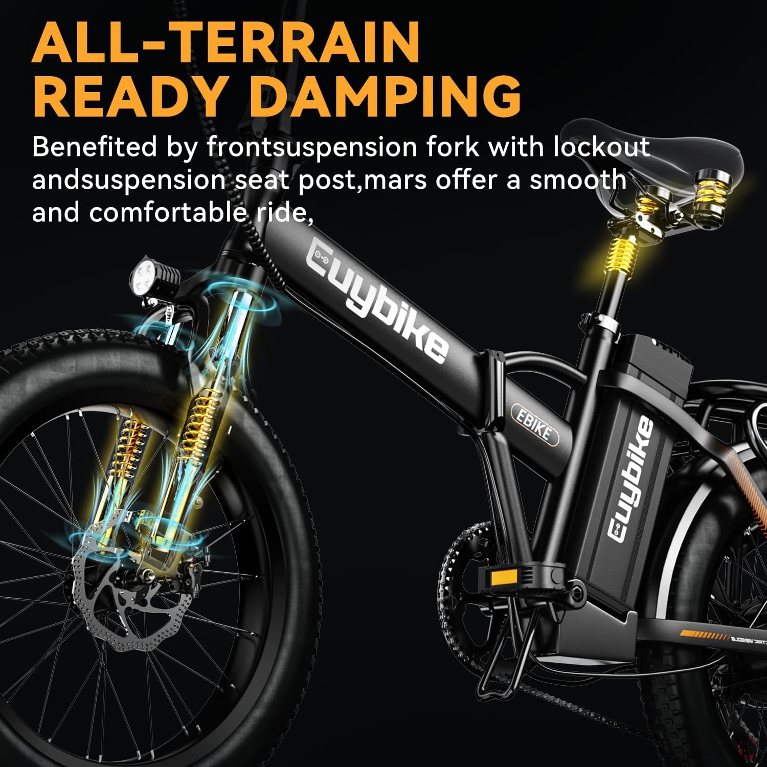 bluebiko 1000W Folding Electric Bike, 48V 20AH Large Removable Battery E Bike, 80 Miles Max Range, 20' Fat Tire Electric Bike for Adults, Adult Electric Bicycles for Commute Beach Snow