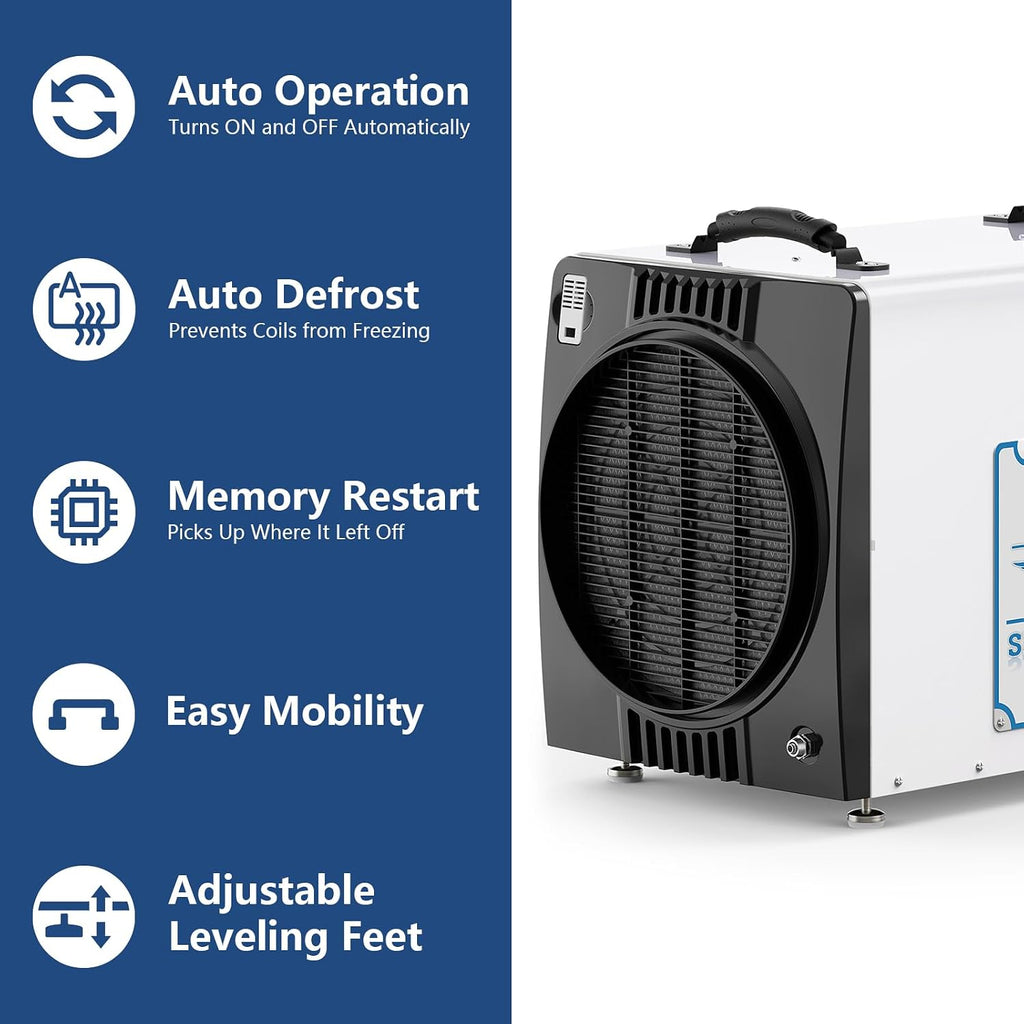 ALORAIR Duct-able Version Basement/Crawl Space Dehumidifiers 198 PPD Commercial Industrial Dehumidifier with Pump and Drain Hose, Auto Defrosting