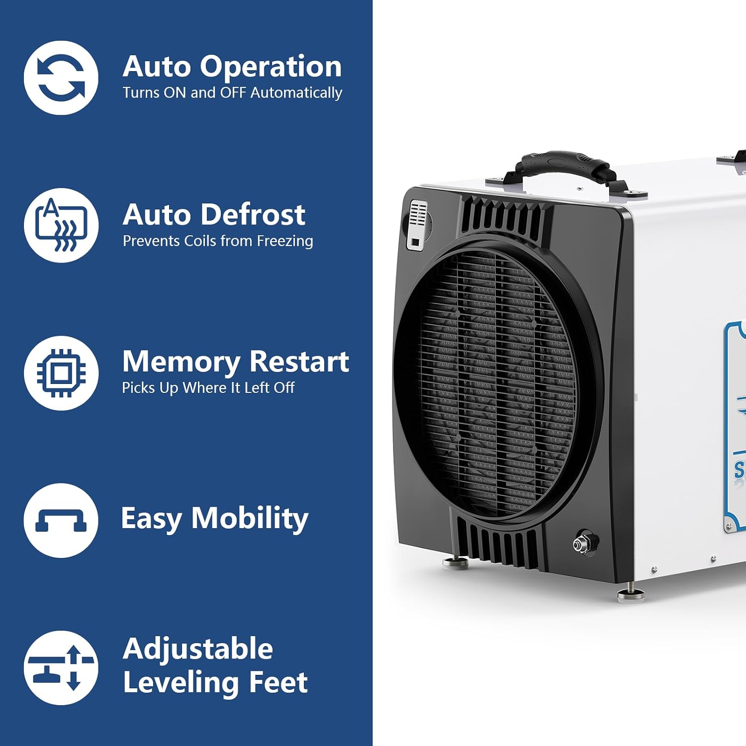 ALORAIR Duct-able Version Basement/Crawl Space Dehumidifiers 198 PPD Commercial Industrial Dehumidifier with Pump and Drain Hose, Auto Defrosting