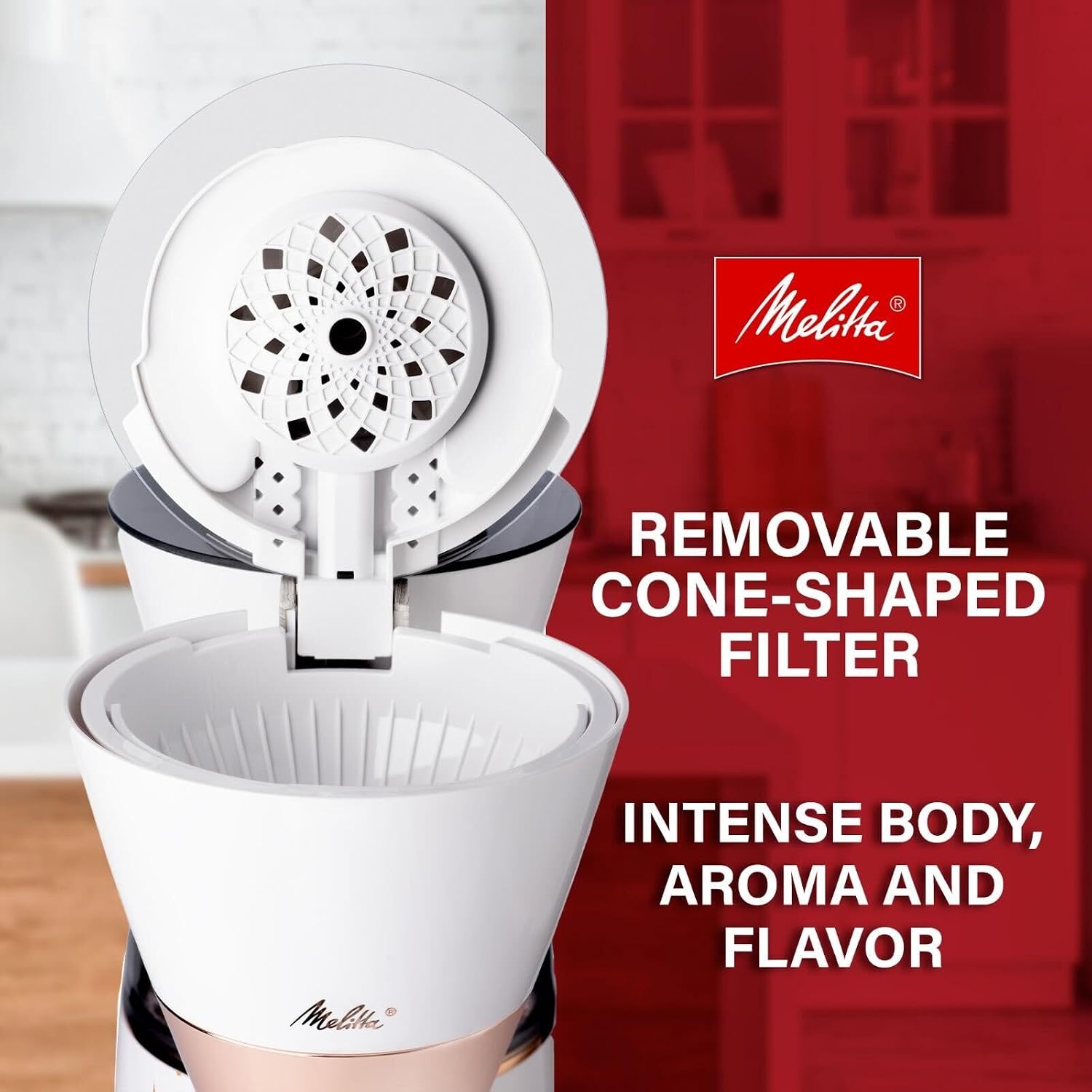 Melitta Vision 12-Cup Drip Coffee Maker, Automatic and Programmable, 96oz Capacity with 5-Pack Coffee Filters | White