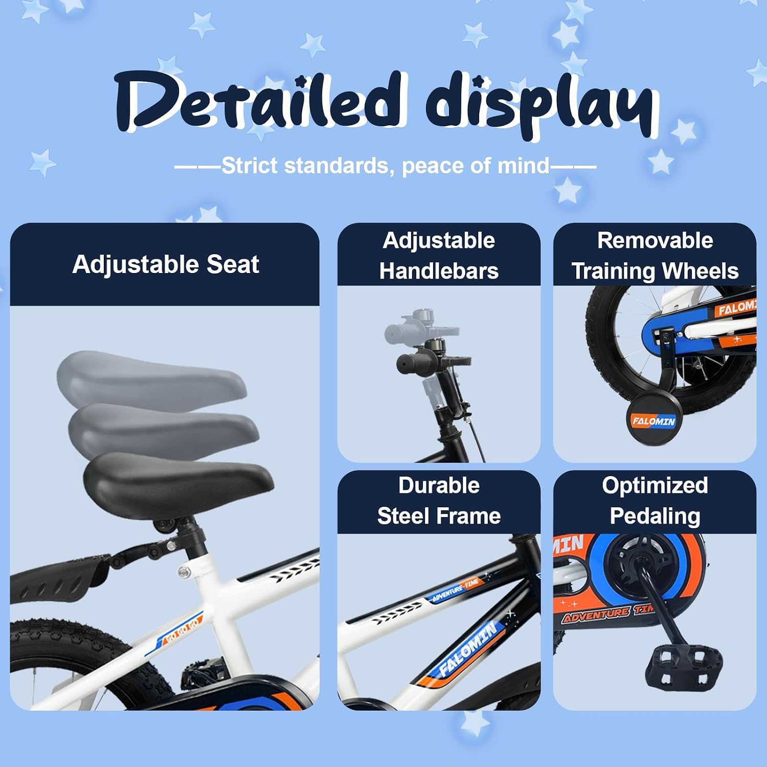 12/14/16 Inch Children's Bike for Toddlers Kids Ages 3-8, Safe Non-Slip Tires, Removable Training Wheels, Coaster Brake, Easy Assembly, Perfect for Boys and Girls, Blue and White