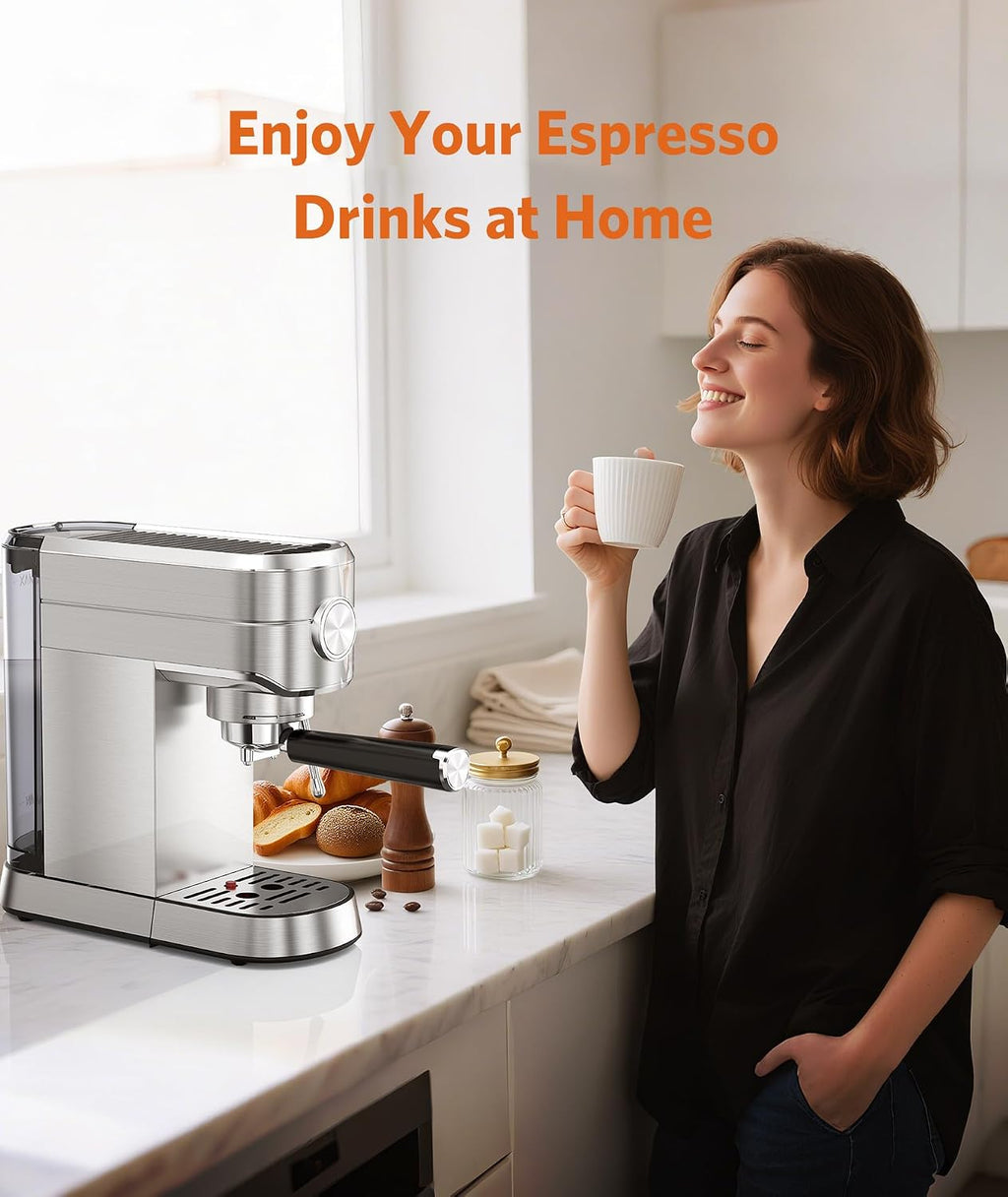 COWSAR Espresso Machine 20 Bar,Compact Espresso Machine with Milk Frother,Stainless Steel Coffee Maker with 40 oz Removable Water Tank for Cappuccino,Latte