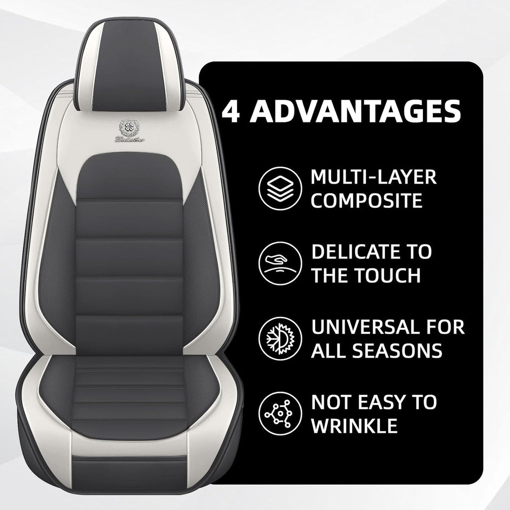 Car Seat Cover Fit for Jeep Wrangler 2000-2025,Compatible Airbag Non-Slip Waterproof Seat Cover,Car Seat Protector Premium Interior (Standard 5 Seats,Gray White)