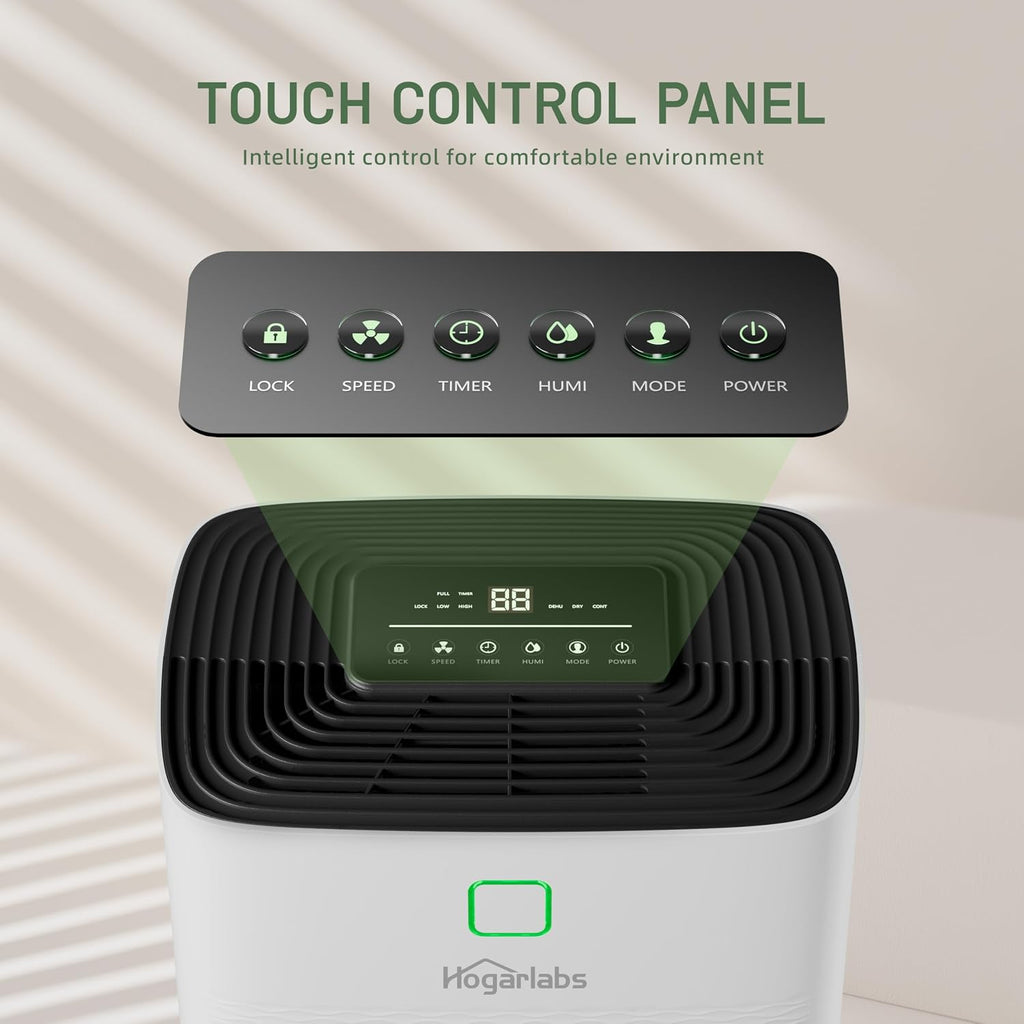 100 Pints Dehumidifier for Basement Home, Smart Silent Dehumidifier with Drain Hose, 1.32 Gal Water Tank, Intelligent Humidity Control, 24H Timer, for Large Room Bathroom Bedroom