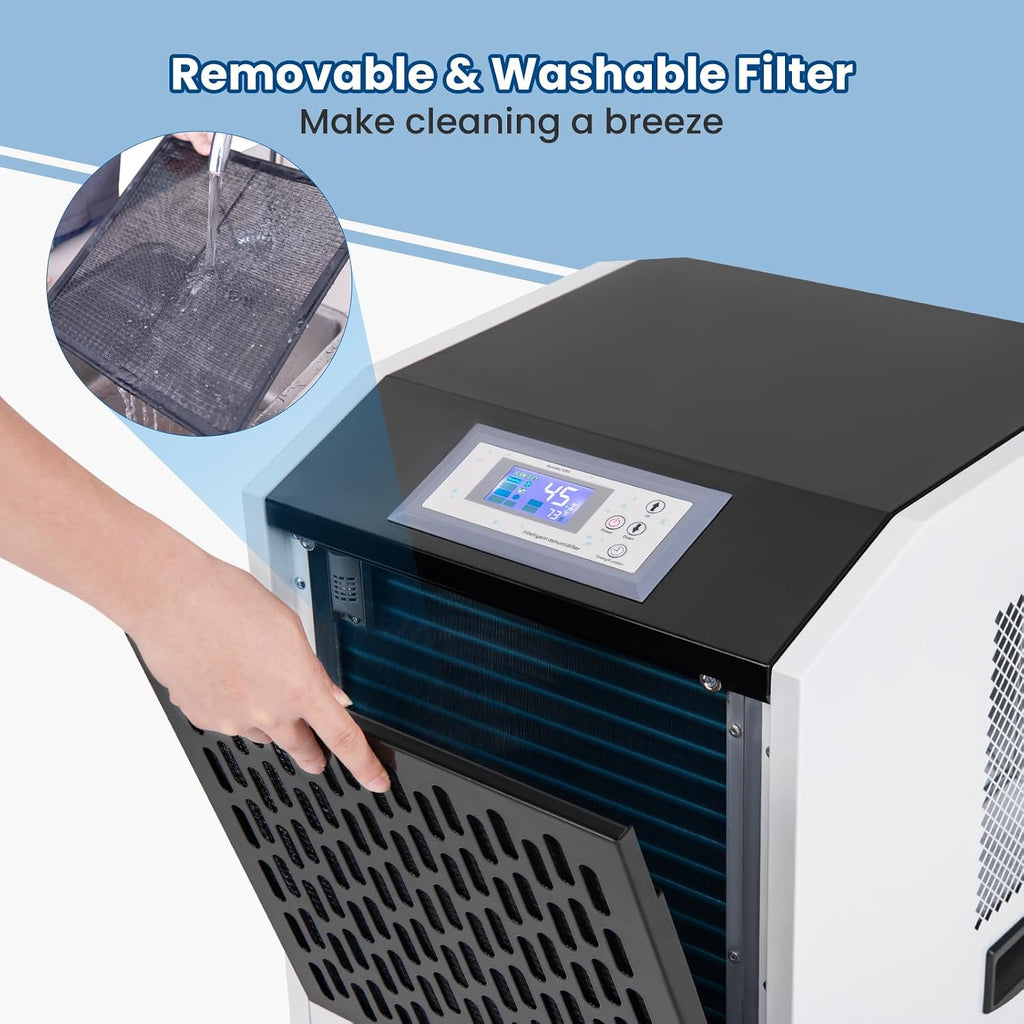 COSTWAY 250 Pints Commercial Dehumidifier with Drain Hose, Industrial Heavy Duty Dehumidifier, 24H Timer & 4 Wheels for Basement, Warehouse, Water Damage Restoration, Large Spaces up to 8,500 Sq.Ft