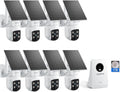 Solar Security Cameras Wireless Outdoor, 4MP Solar Powered, 8 Cam kit, Color Night Vision, 360° PTZ, 1TB HDD Local Recording, No Monthly Fees