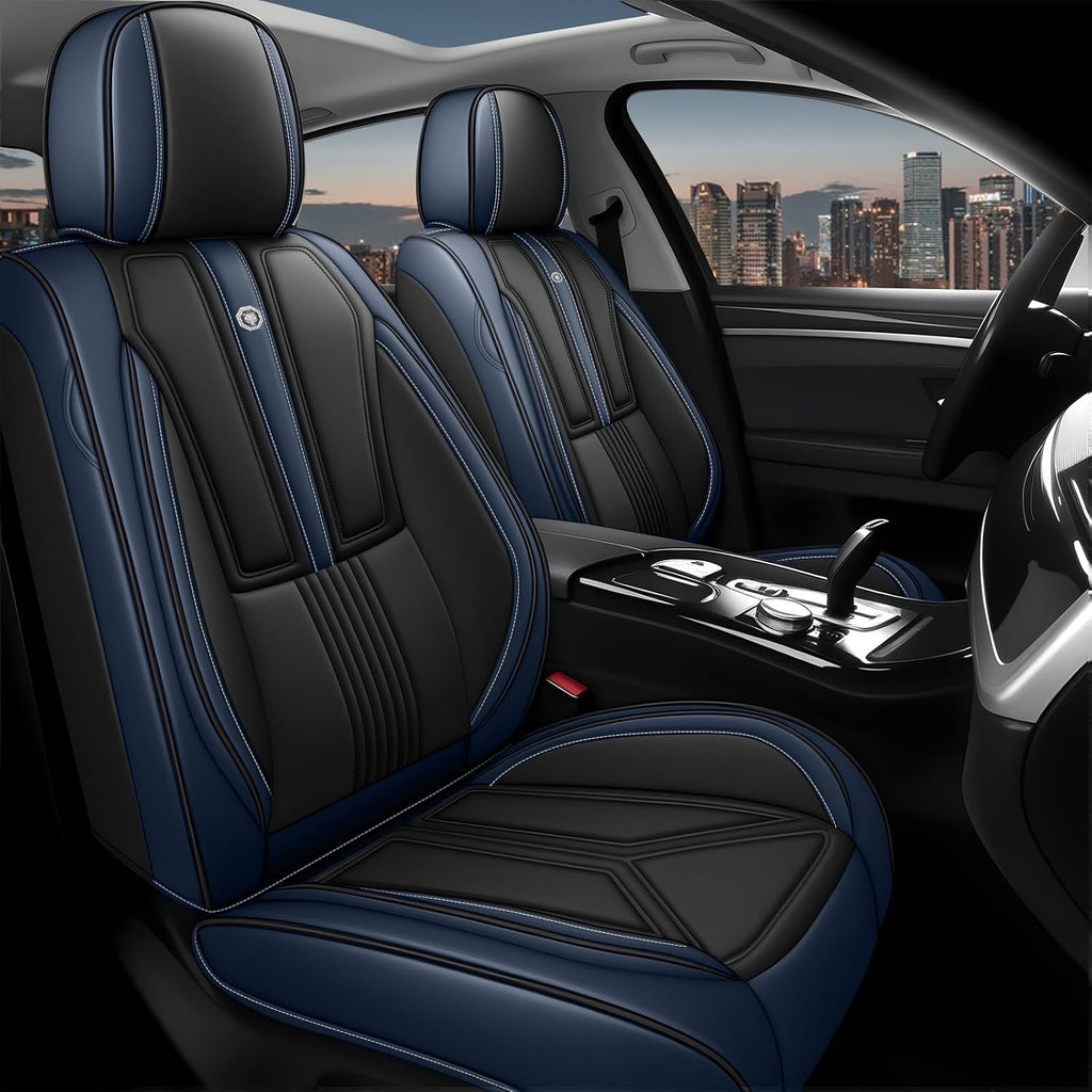 Arazi Car Seat Covers Full Set for Toyota Prius 2001-2025, Nappa Leather Seat Cover Full Coverage Waterproof Seat Protector (Black&Blue,5 Seats Standard)