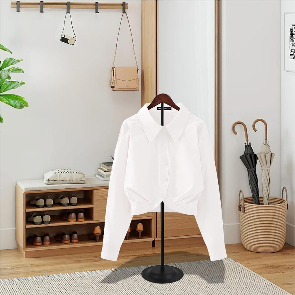 12 Pack T Shirt Display stand, Adjustable T shirt Shoulder Stand for Vendor Portable Hanging wooden Clothes Rack for Clothing Dress Jacket Coat Retail 17-31.5 Inch, Black
