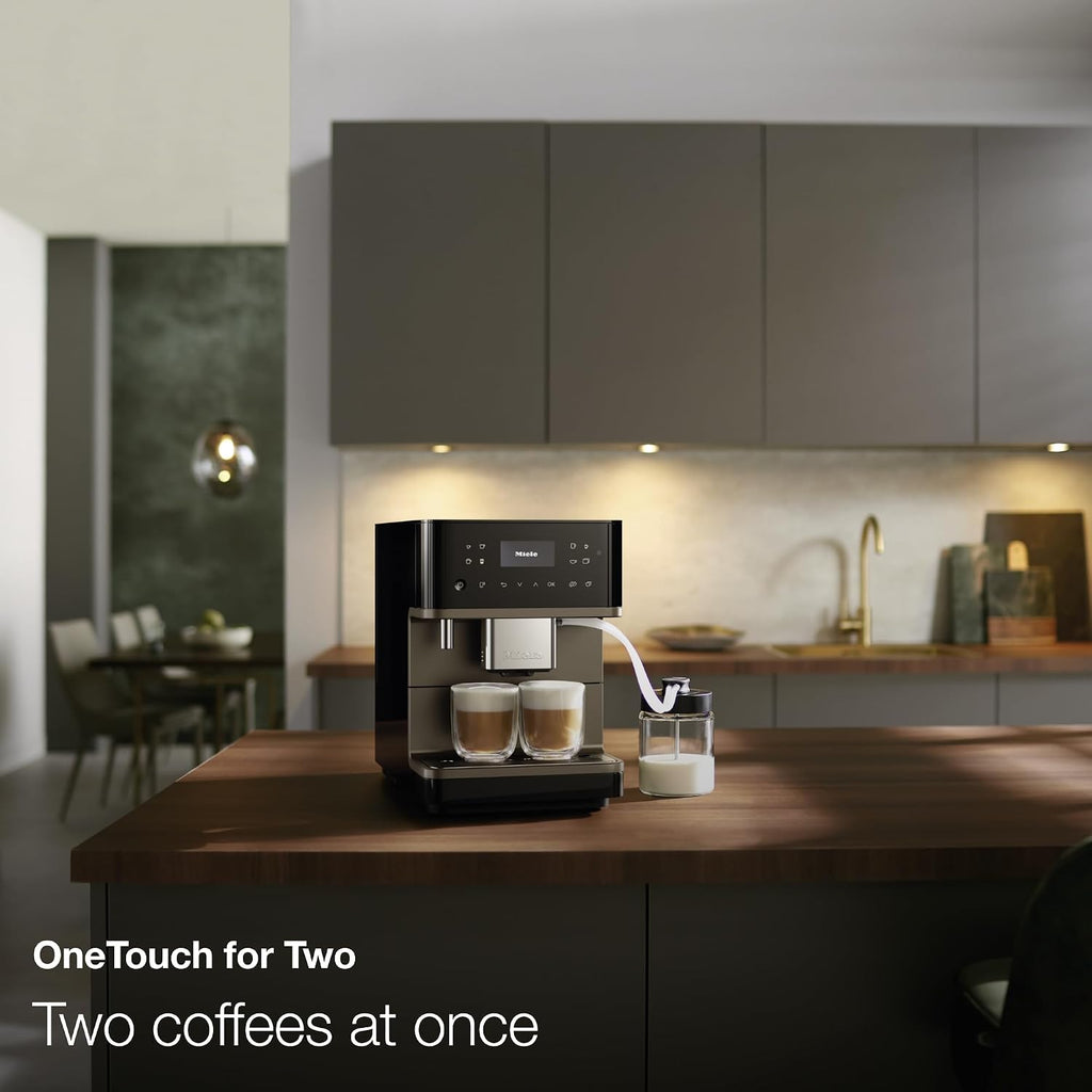 Miele CM 6360 MilkPerfection Automatic Coffee Machine - OneTouch for Two, AromaticSystem, 8 individual profiles, DoubleShot, WiFi-compatible, LED lighting, in Obsidian Black BronzePearl Finish