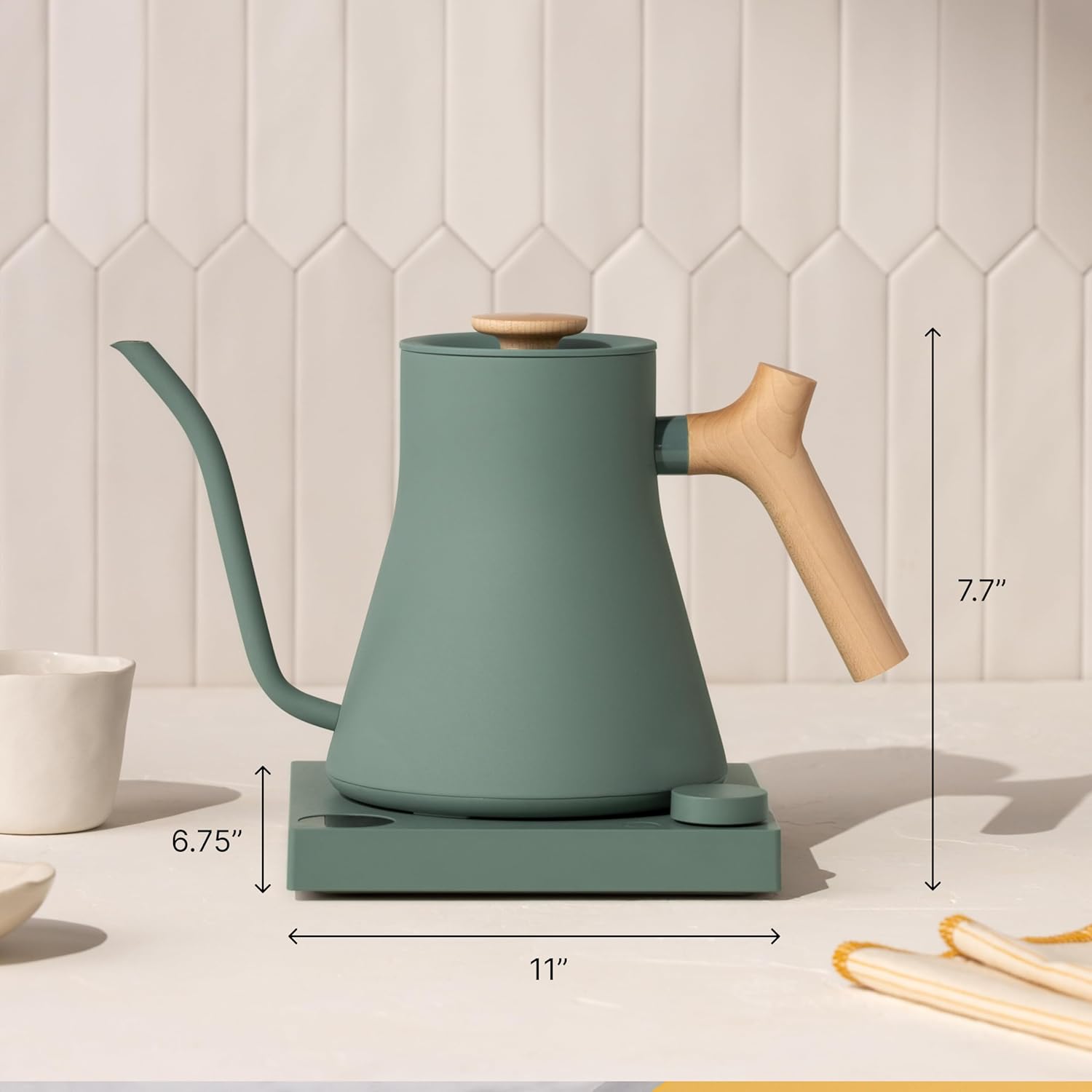Fellow Stagg EKG Pro Electric Gooseneck Kettle - Pour-Over Coffee and Tea Pot, Stainless Steel, Quick Heating, Desert Rose with Maple Wood Handle, 0.9 Liter