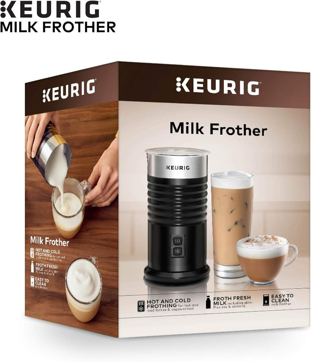 Keurig K-Elite Single-Serve K-Cup Pod Coffee Maker, Brushed Silver & Standalone Frother Works Non-Dairy Milk, Hot and Cold Frothing, 6 Oz, Black