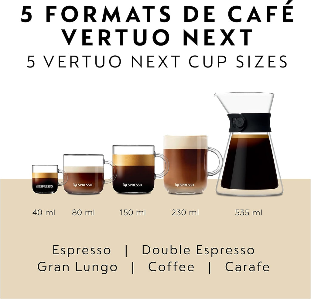Nespresso Vertuo Next Coffee and Espresso Machine by De'Longhi, Black with Rose Gold
