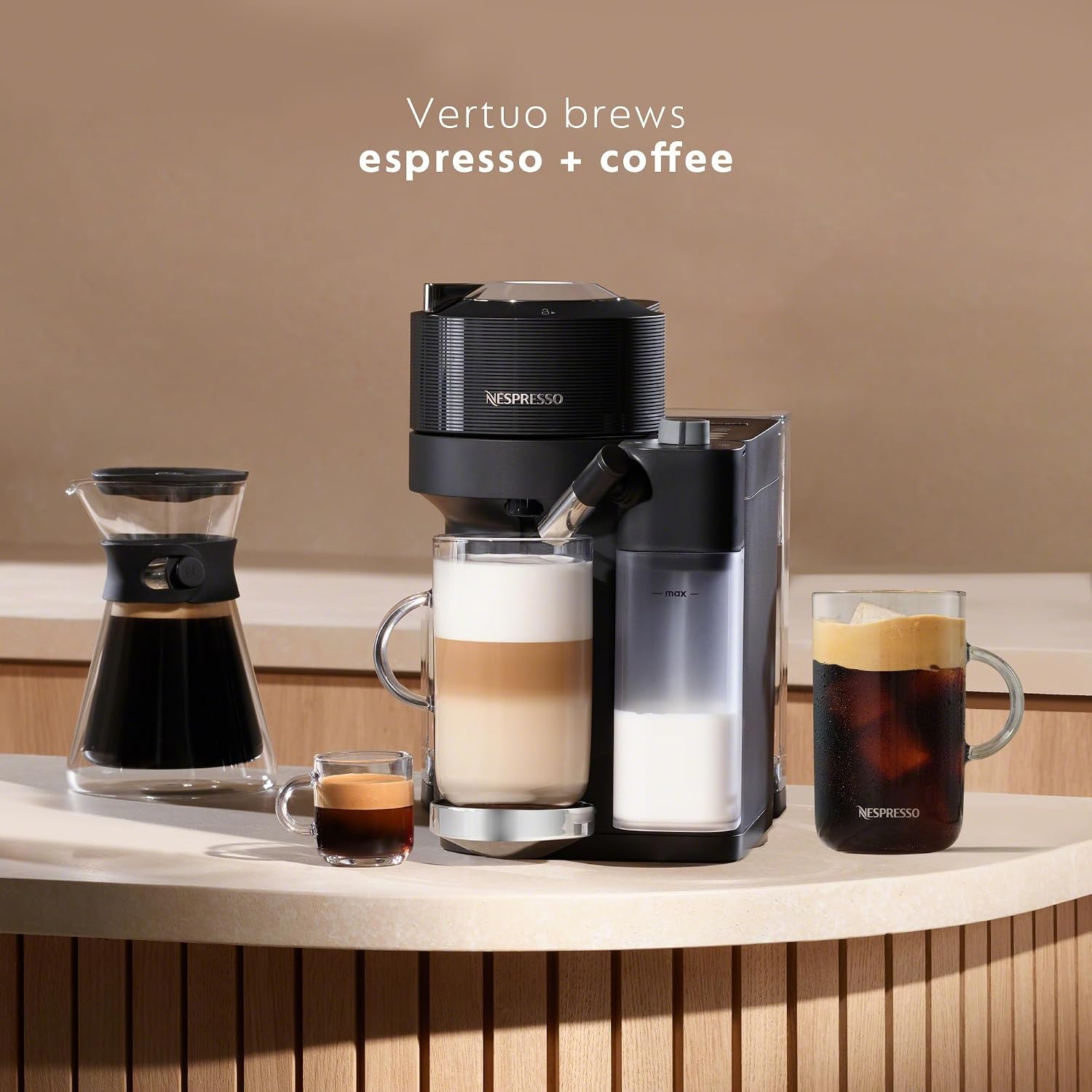 Nespresso Vertuo Lattissima Coffee and Espresso Maker by De'Longhi, Matte Black & Glossy