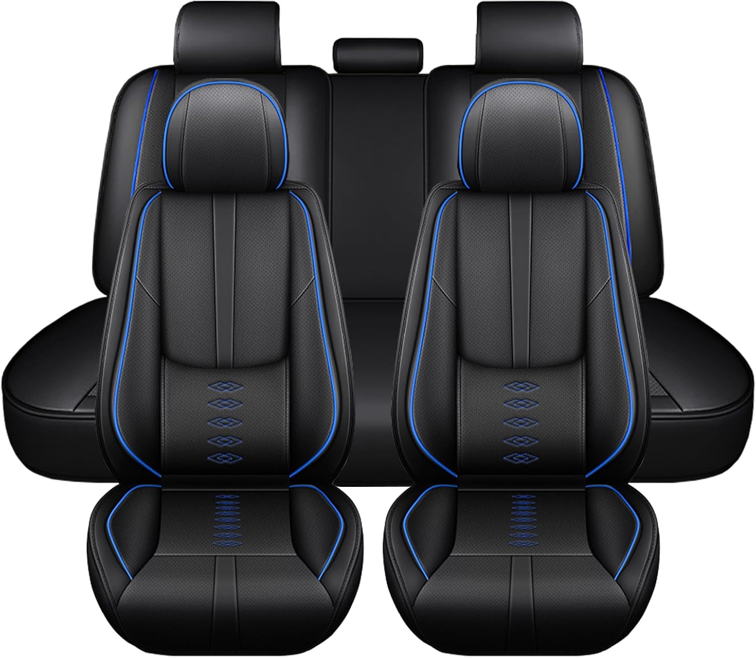 Leather Seat Covers for Mazda CX-50 Hybrid 2025,Premium Car Seat Covers Full Set,Waterproof Car Seat Protectors with Airbag,Comfort Interior Cover Seats for Cars(Black+Blue)