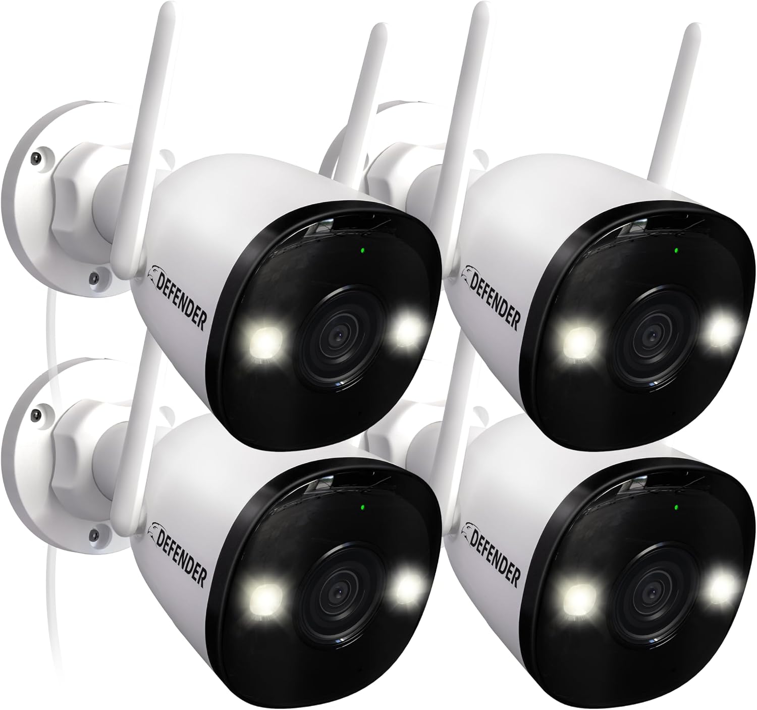 Defender AI Powered 4K Guard Pro 8MP WiFi 6, Plug-in Power Wireless Security Camera Outdoor, with Smart AI Human Detection, Bluetooth, Two-Way Talk, Works w/Guard App, 4 Pack