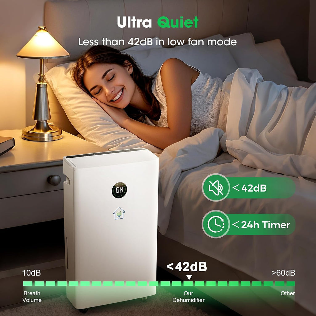 6,500 Sq.Ft Dehumidifier for Basement with Drain Hose, 186 OZ Water Tank, 60 Pint Dehumidifiers for Large Home with Three Operation Modes, Intelligent Humidity Control, 24HR Timer for Bathroom