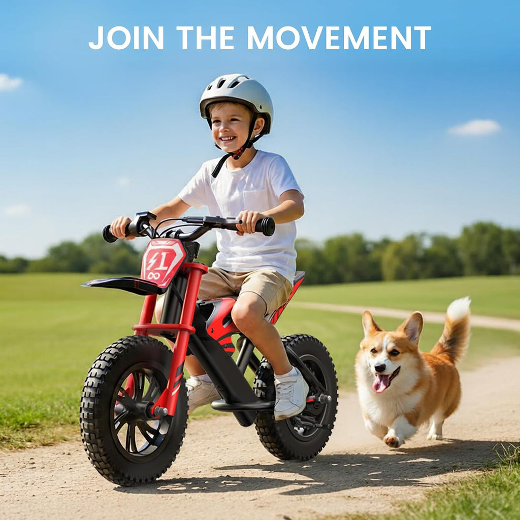 Gyroor S1 Kids Electric Balance Bike, 200W Motor 3 Speeds up to 10 MPH, 12-Inch Pneumatic Tires, 7-Color Rear Fender LED Taillight, Drum Brake, UL2272 Certified, for Ages 3-6, Black-9BD