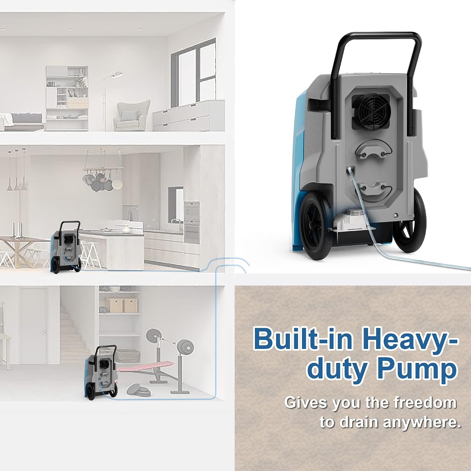 ALORAIR 180Pints LGR Industrial Dehumidifier with Pump and Drain Hose, Portable Commercial Dehumidifier with Wheels for Home, Basements, Garages, and Job Sites