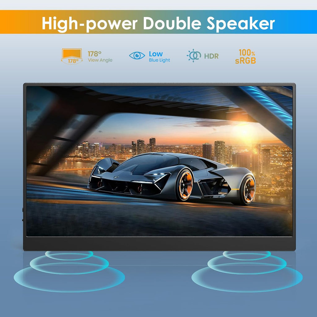 WGK Portable Monitor Narrow Edge 17.3' 1080P FHD 144Hz USB-C HDMI Gaming PC IPS HDR Screen for Travel PC Mac Phone Xbox PS5 Switch Laptop with Smart Cover and Built-in Speakers