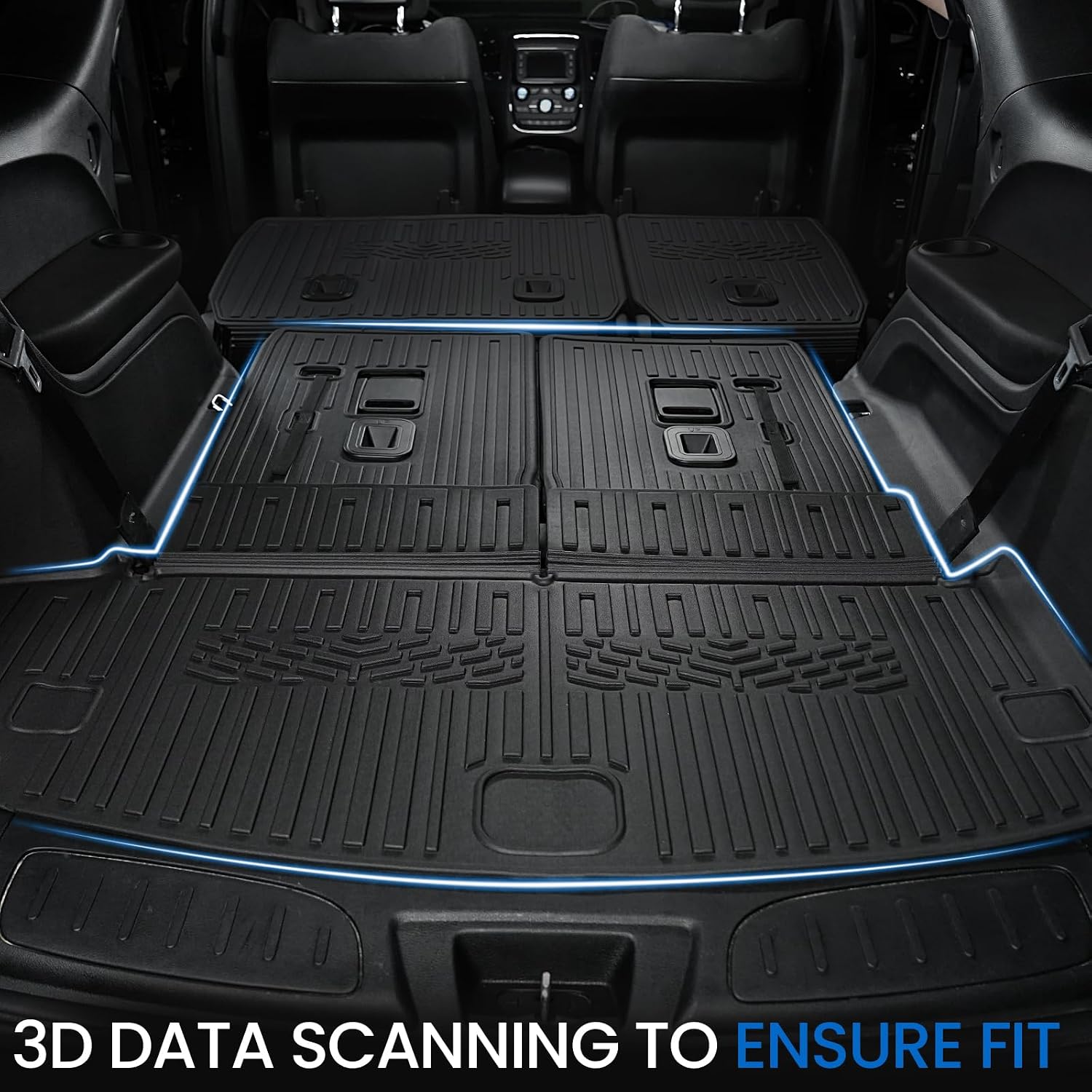 Floor Mats Set for 2016-2026 Dodge Durango (Only for 6 Seats with Captain Chairs), All Weather TPE Backrest Mat Trunk Mat Cargo Liner Door Sill Guards Accessories (6 Seats Floor Mats Set)
