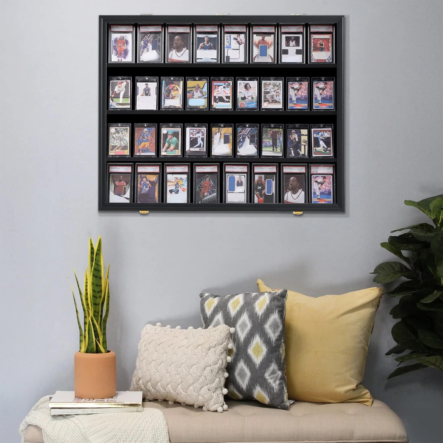 KCRasan 3 Pack 36 Graded Sports Card Display Frame -Baseball Card Display Case Lockable - Trading Card Collector Wall Display Holder for Basketball Football Cards, UV Protection Acrylic