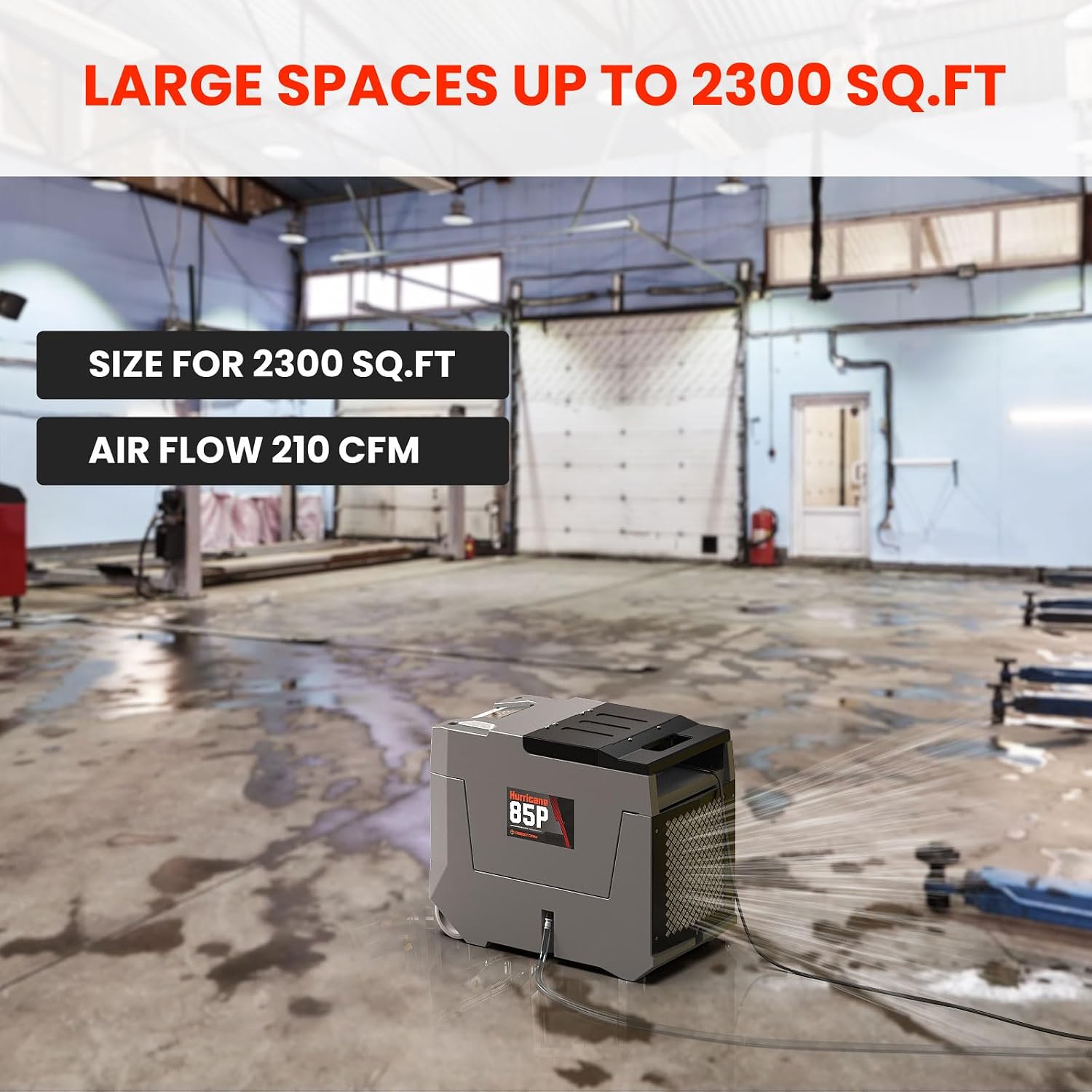 Abestorm 180 PPD Commercial Dehumidifier with Pump, Industrial Dehumidifiers to 2300 Sq.ft for Crawl Space, Water Damage Restoration, Basement, and Garage, with Auto Defrosting, Memory Starting