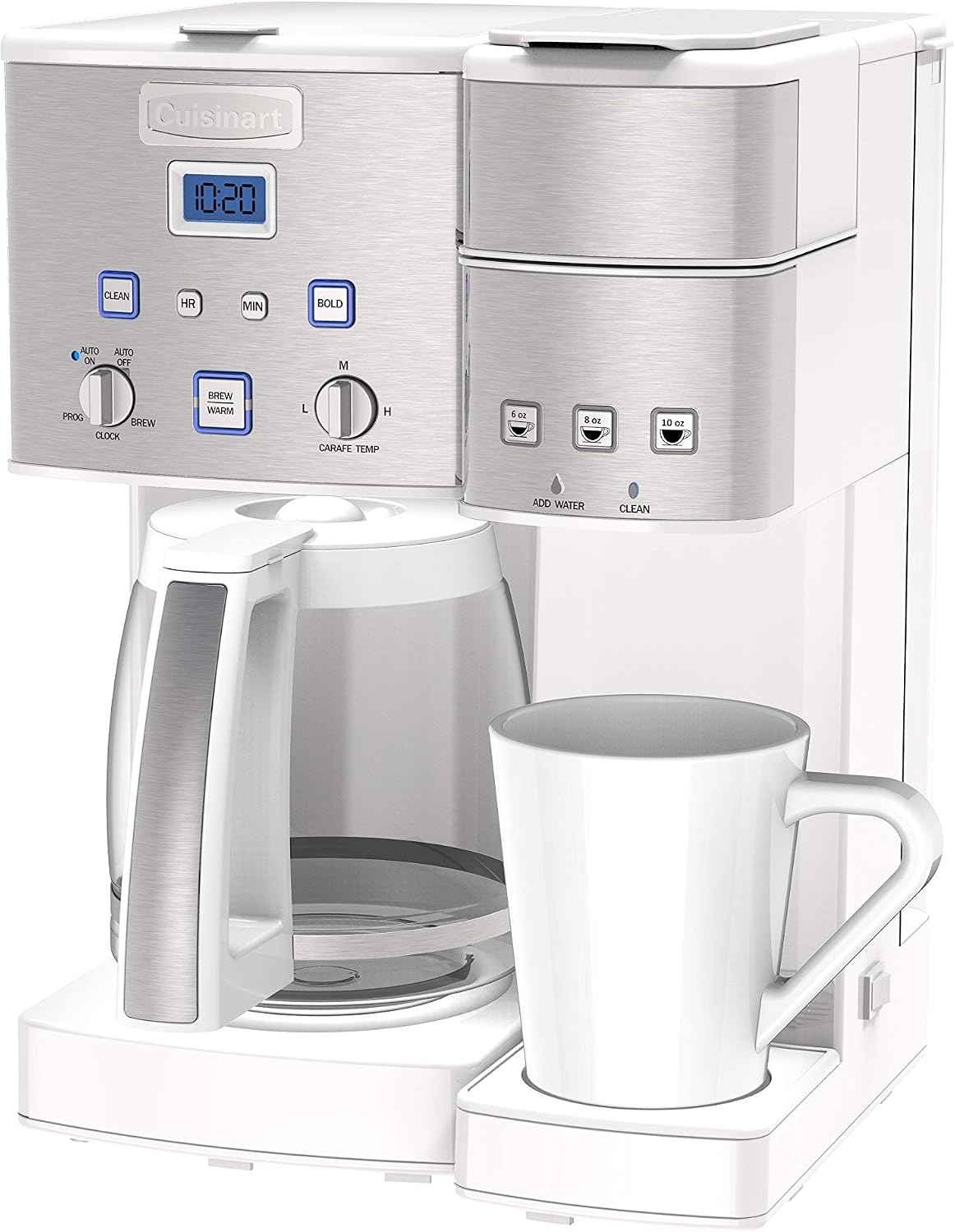 Cuisinart SS-15W Maker Coffee Center 12-Cup Coffeemaker and Single-Serve Brewer, White Stainless Steel