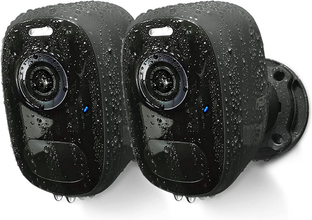 Magnetic Security Cameras Wireless Outdoor - Home Battery Powered WiFi Camera 2K Video/Color Night Vision/AI Motion Detection Siren Alarm and Spotlight 2-Way Audio Waterproof SD/Cloud (Black(2pcs))