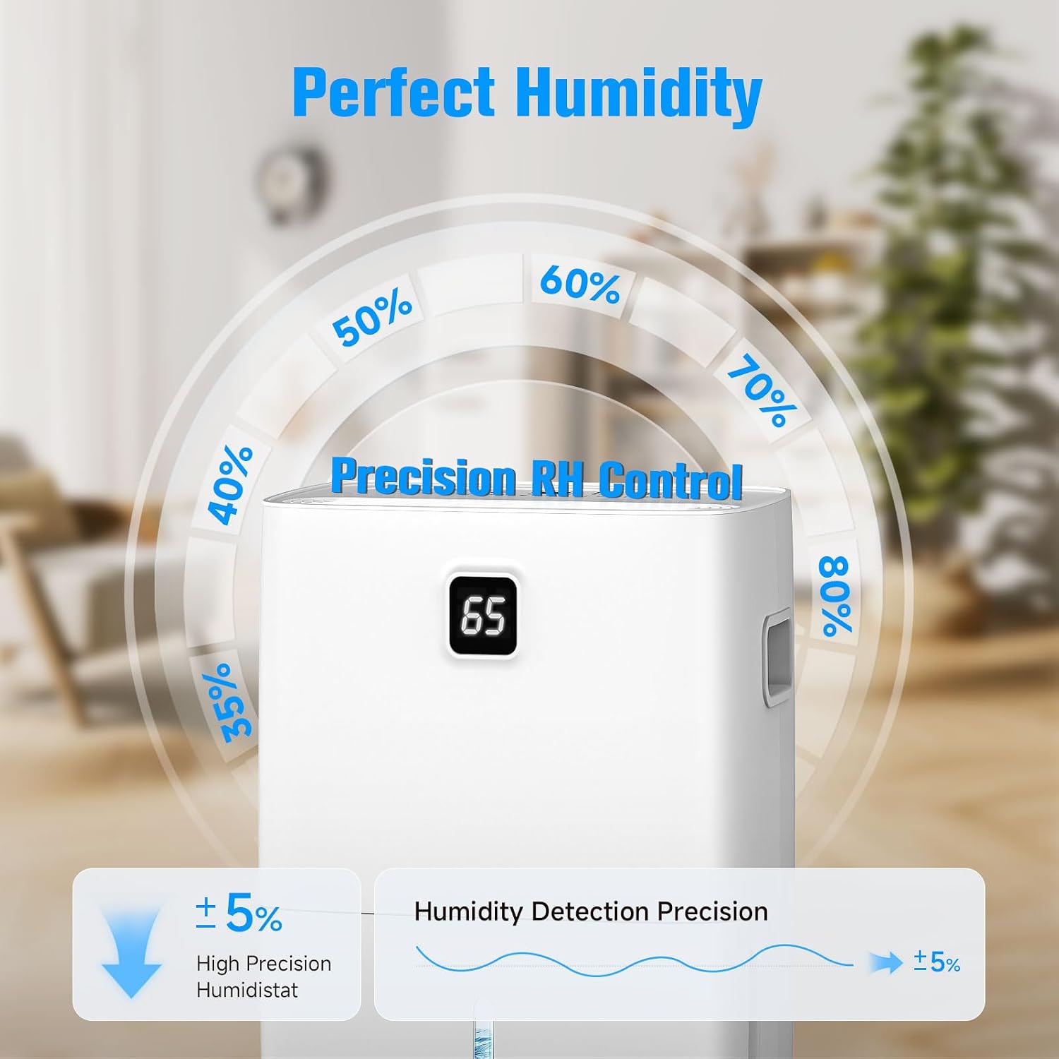80 Pint Dehumidifier - Up to 5,000 Sq Ft, for Basement, Bedroom, Bathroom, Living Room, Home, Garage | 3 Fan Speeds, Smart Humidity Control, Auto Drain, Easy Move Wheels
