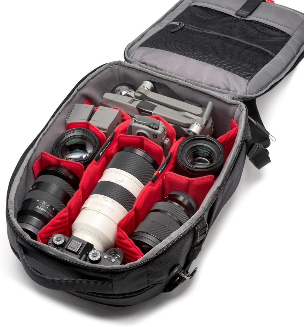 Manfrotto PRO Light Backloader S, Professional Camera Backpack, Top and Rear Access, Double Tripod Attachment, Padded Backpack with Interchangeable Dividers, Black