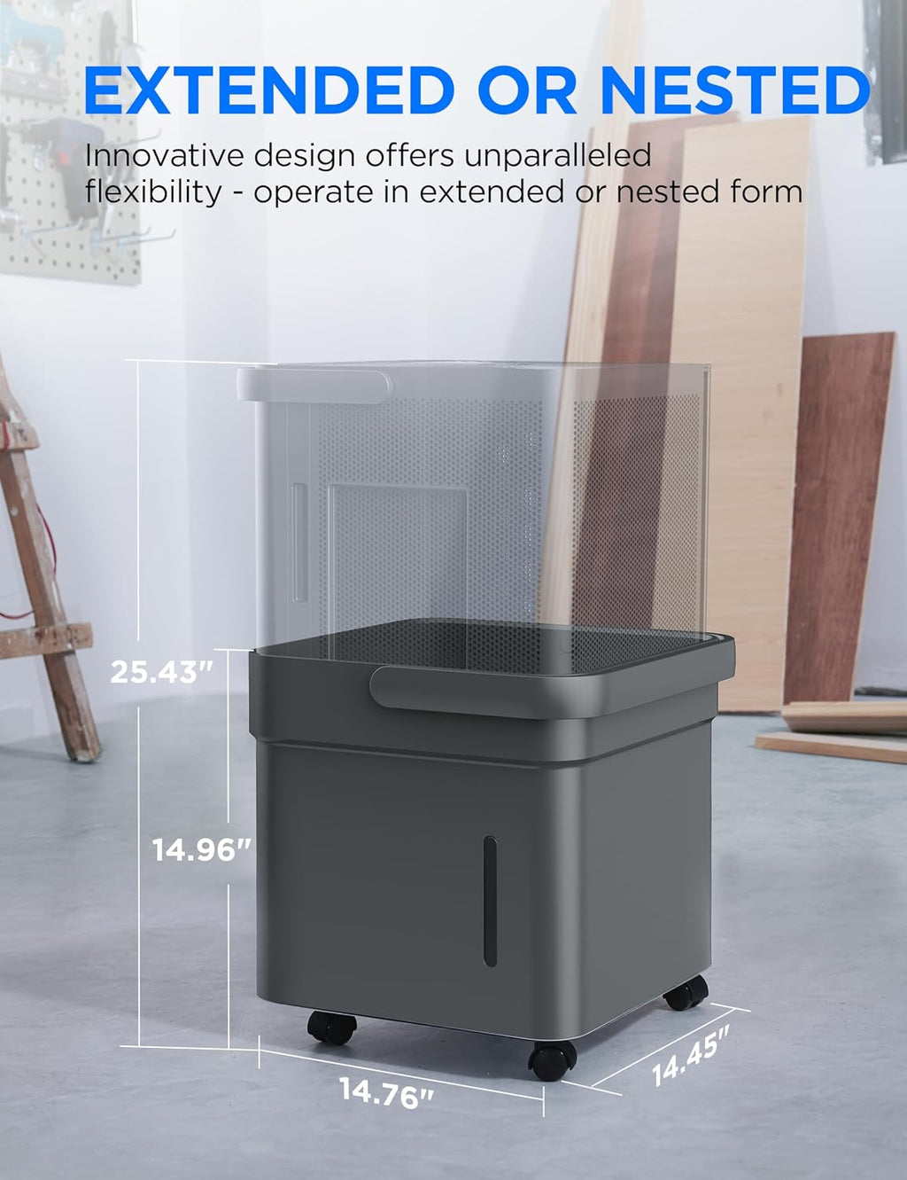 Midea Cube 35 Pint Dehumidifier for Basement and Rooms at Home for up to 3,500 Sq. Ft., Smart Control, Compatible with Alexa (Grey), Drain Hose Included