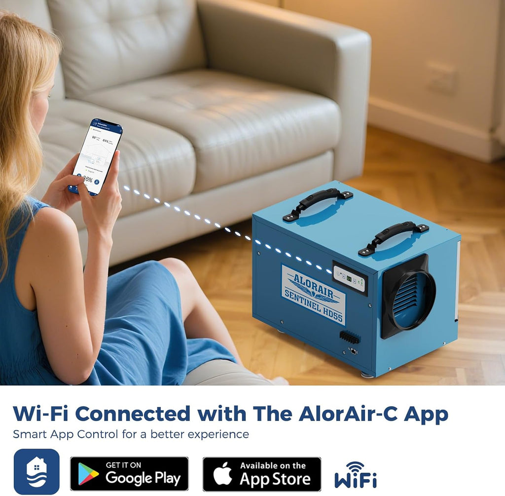 ALORAIR Wi-Fi Crawlspace Dehumidifier, 113 Pint with Drain Hose for Crawl Space, Basement, Commercial and Water Damage Restoration, Compact and Portable, Auto-Defrost