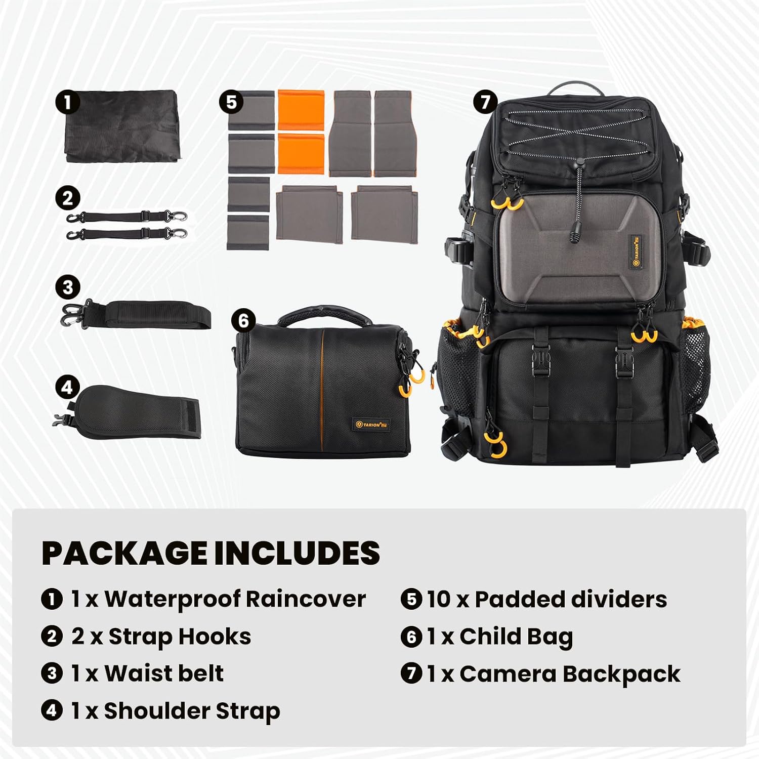 TARION 27L Extra Large Camera Backpack - 2 in 1 Professional Camera Bags for Photographers with 15.6' Laptop Compartment & Waterproof Raincover & Tripod Holder (PB01)
