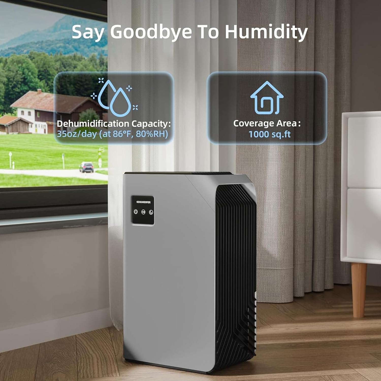 Dehumidifiers for Home, 88 OZ Water Tank, Dehumidifier for Bedroom Bathroom with Auto Shut Off, 7 Colors LED Light,B