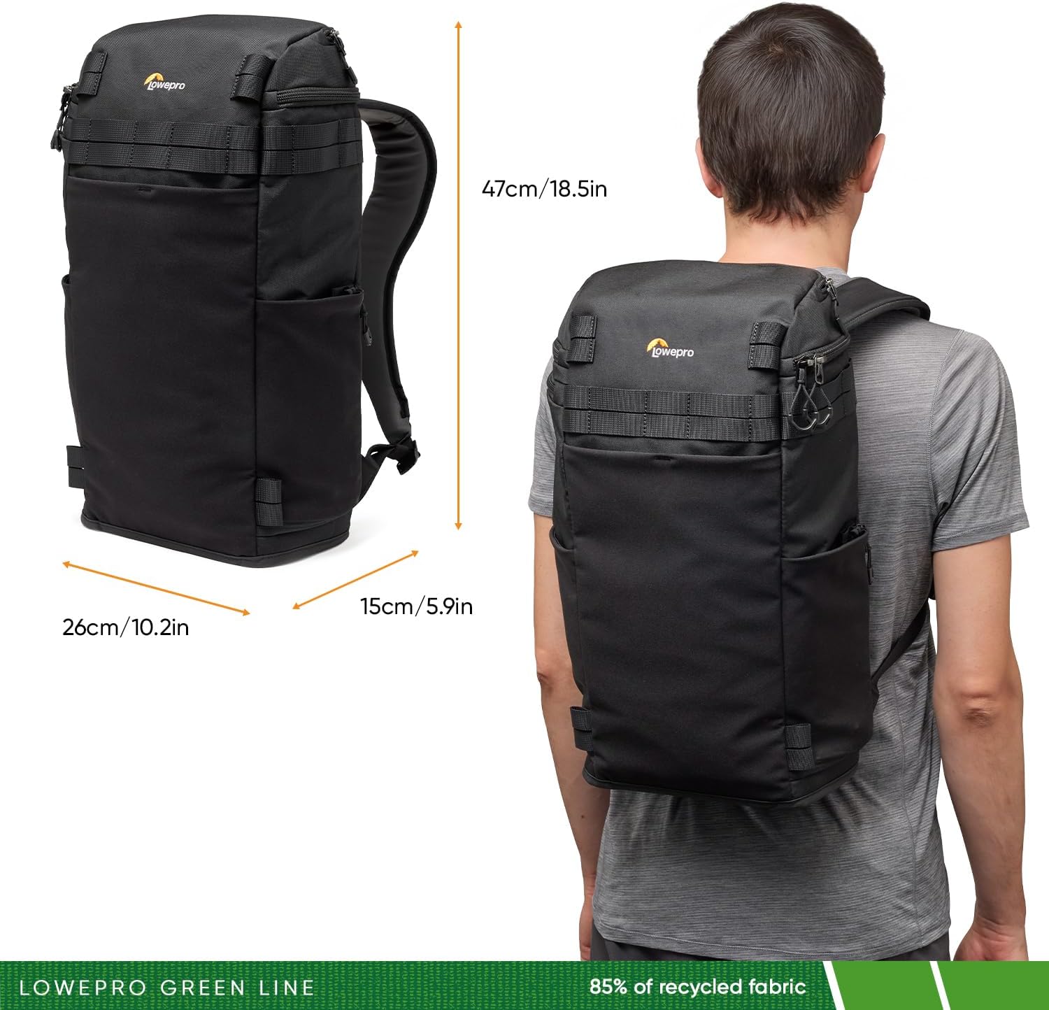 Lowepro ProTactic Lite BP 150 AW III Laptop Backpack, Top and Side access, Professional Camera Bag, DSLR/Drones/Mirrorless, Up to 14' Laptop, Rain Cover, for Photographer, Videographer, Volume 25L