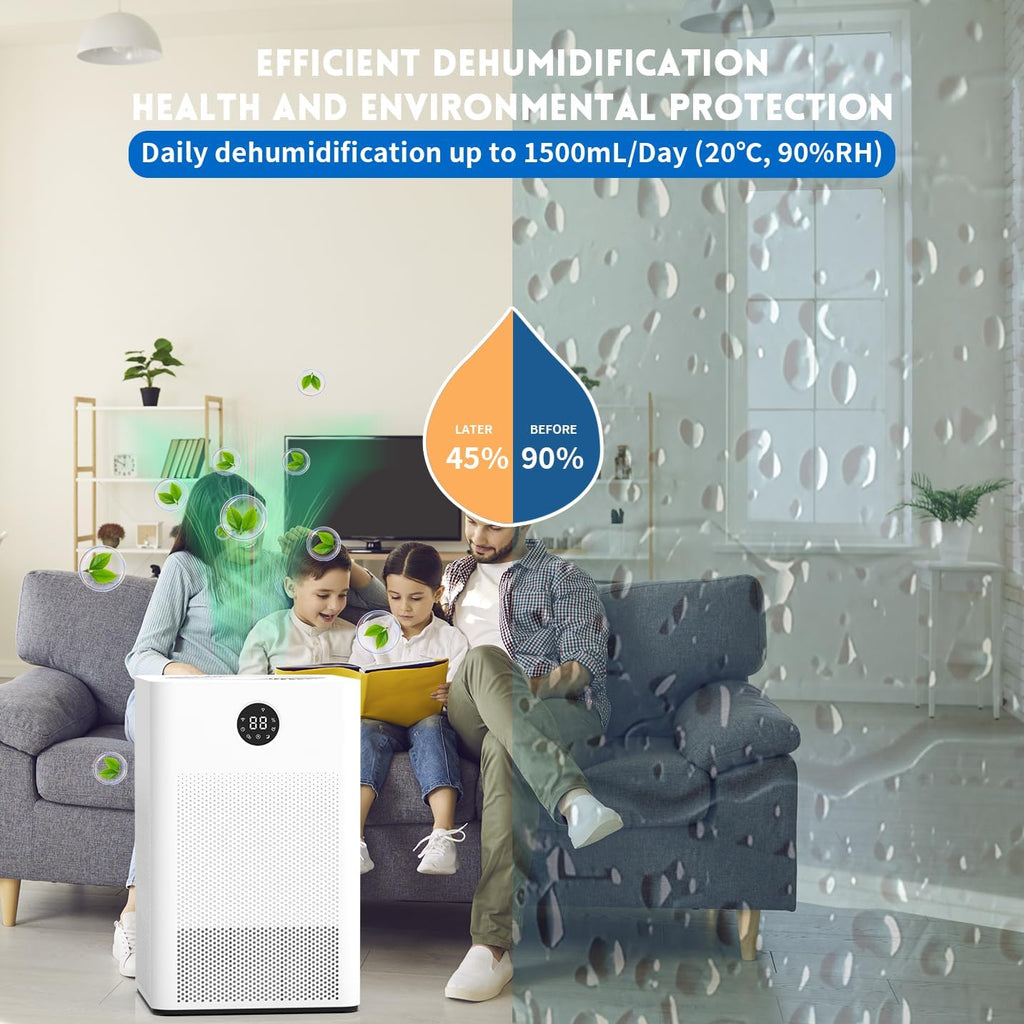 HD022 Rotary Dehumidifier for Bedroom Ultra Quiet Small Portable Air Purifier with Dehumidifiers for Basement Home Bathroom RV Dehumidifiers with Washable Filter Humidity Display Timer Mode