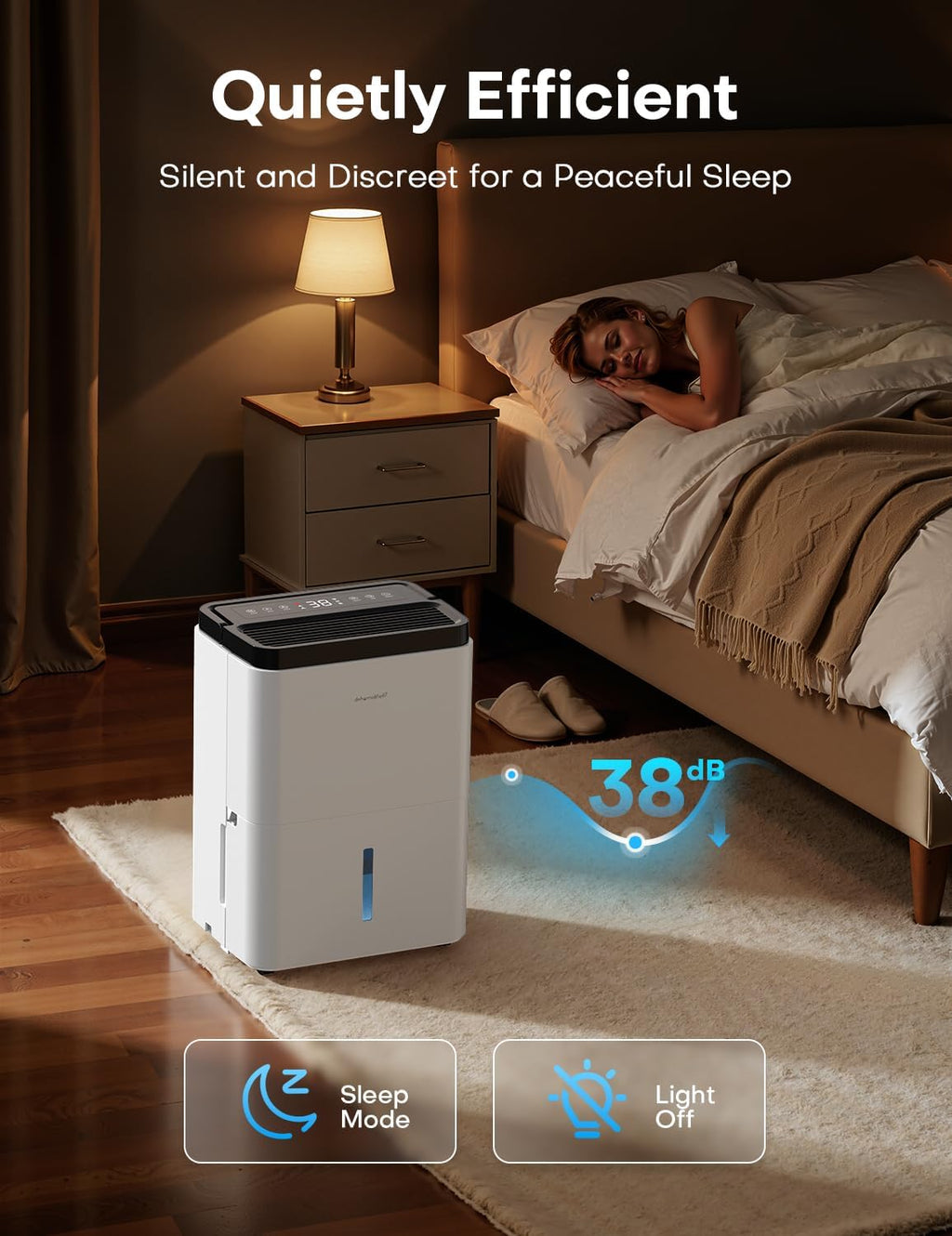 3000 Sq.Ft Dehumidifiers for Home with Drain Hose 35 Pints, Compressor Dehumidifier Smart Humidity Control, 3 Modes, 24H Timer, Auto-Defrost, Dry Clothes Dehumidifiers for Basement Bathroom Bedroom