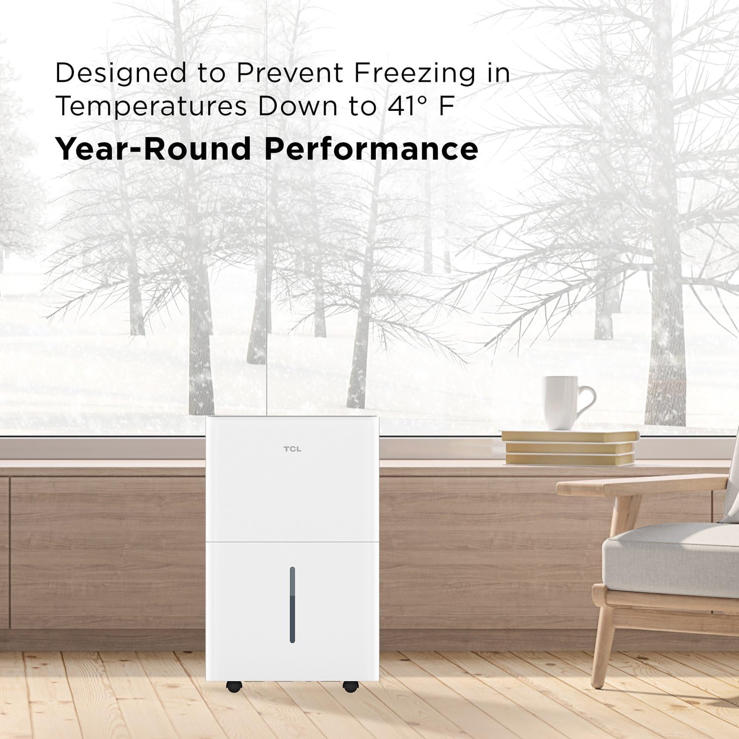 TCL 2000 Sq. Ft. Smart Dehumidifier, Energy Star Most Efficient 2024, Ultra-compact, 25 Pints Per Day, Ideal for Basements, Rooms, and Other Living Spaces, Works with Alexa/Google Assistant – H25D44W