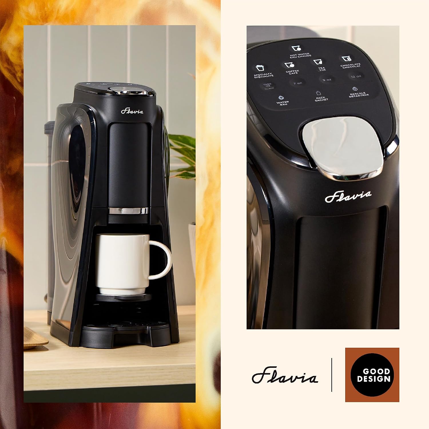 Flavia Aroma Brewer Bundle with 84 Freshpacks and 1 Merchandiser - Coffee Machine, Makes Coffee, Lattes, Tea, and other Hot or Iced Beverages, Multiple Brew Sizes, Black, Works ONLY with Freshpacks