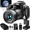 64MP Digital Cameras for Photography, 10X Optical Video Camera, 4X Digital Zoom Vlogging Camera for YouTube with Flash, WiFi & HDMI Output, 32GB SD Card(Black)