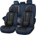 Arazi Car Seat Covers Full Set for Toyota Prius 2001-2025, Nappa Leather Seat Cover Full Coverage Waterproof Seat Protector (Black&Blue,5 Seats Standard)