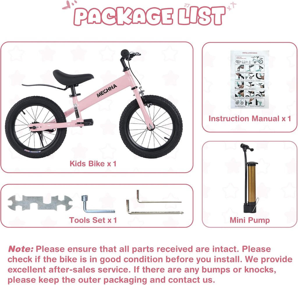 ZUKKA Toddler Balance Bike 2 in 1 with Detachable Training Wheels 14 Inch Kids Bike Aged 3-7 Years Old with Adjustable Seat Handlebar and Coaster Brake for Boys Girls