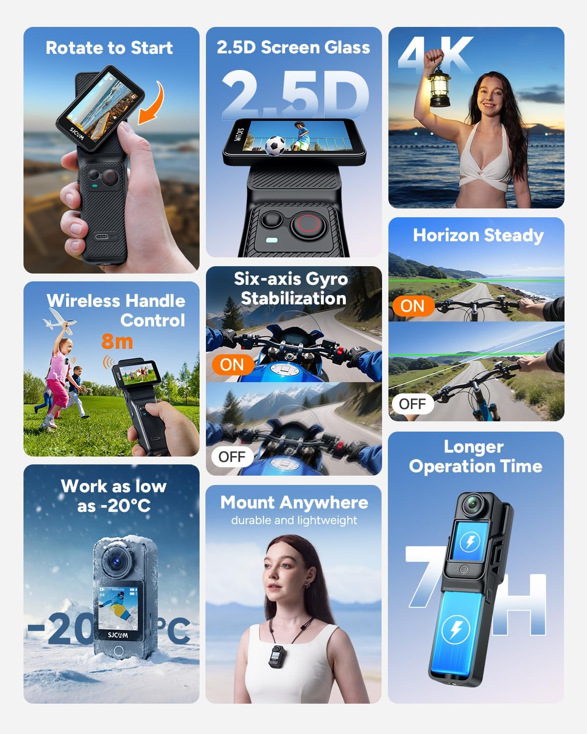 SJCAM C400 Vlogging Camera,64GB 4K Image,7H Power use,6-Axis Stabilizer,for Vlogs influencers,2.29'' Touch Screen,30M Waterproof Body Cam,Vlogging for YouTube,Black,Camara para grabar contenido