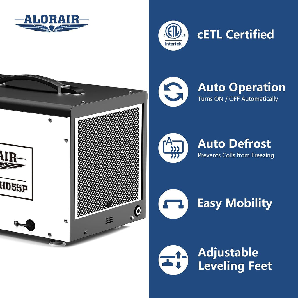 ALORAIR 120 PPD Crawl Space Dehumidifier with Pump, Commercial Basement Dehumidifier with Drain Hose, Compact Portable Auto Defrost Dehumidifier for Crawlspace and Under-House Use