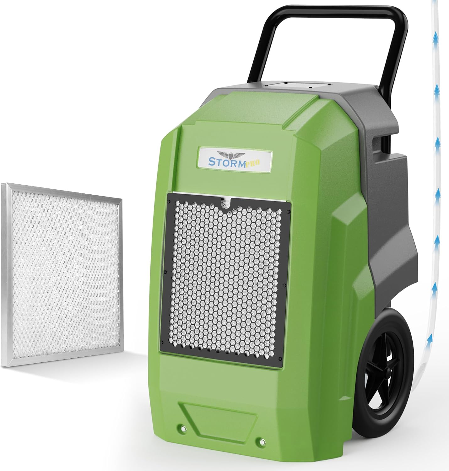 ALORAIR 180Pints LGR Industrial Dehumidifier with Pump and Drain Hose, Portable Commercial Dehumidifier with Wheels for Home, Basements, Garages, and Job Sites, Green